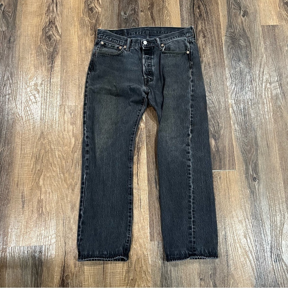 Y2K Vintage Levi's 501 Jeans Men 34x30 Black Denim Pants Button Fly Dark Wash